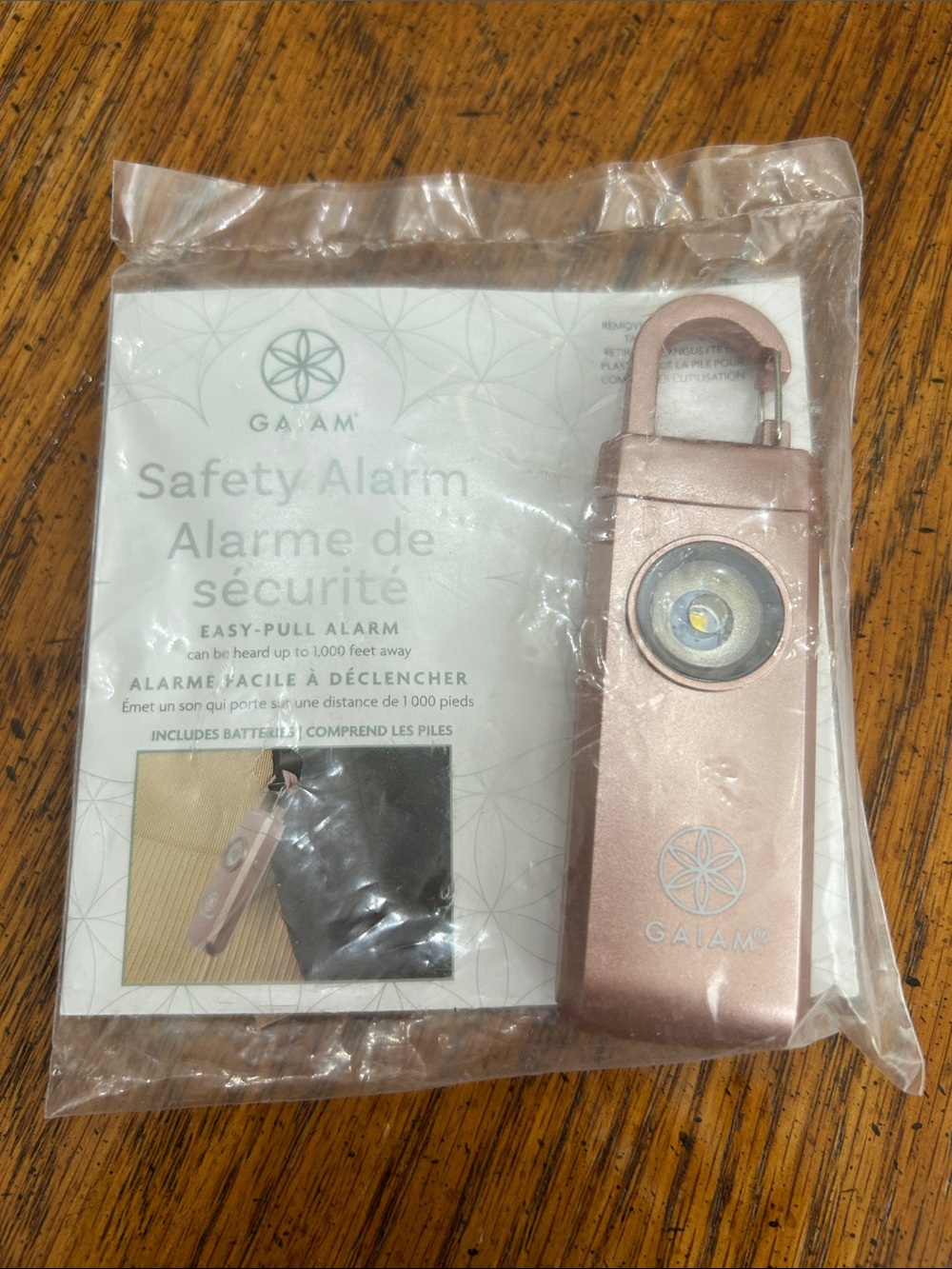 GAIAM Rose Gold Compact Safety Alarm with LED